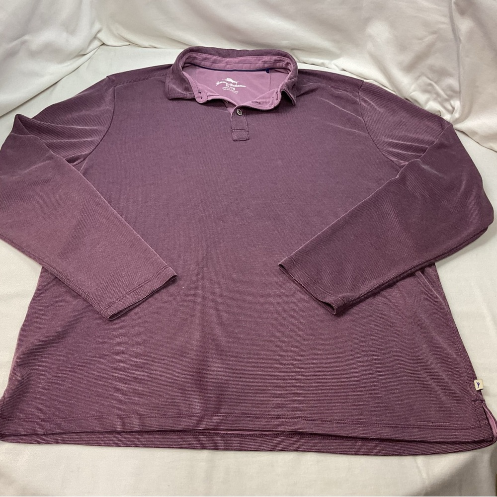Tommy Bahama‎ Men's Maroon Long Sleeve Pullover, Size XL, 1/4 Button Collar